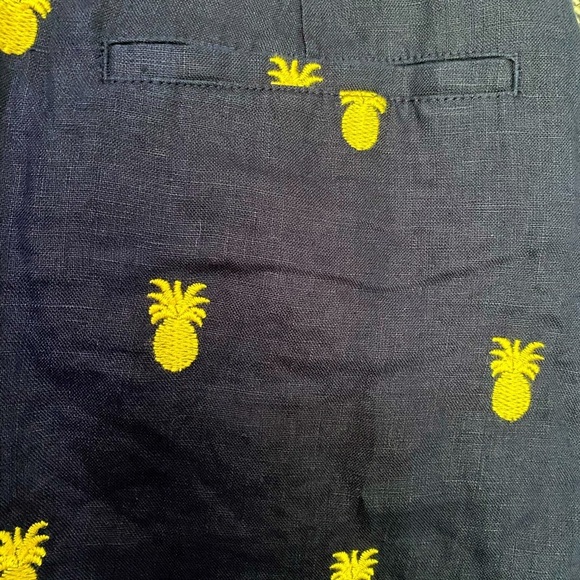 Boden Navy Tropical Yellow Pineapple Embroidered Shorts - Picture 6 of 6